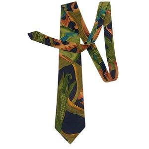 Rare Vintage 80s McGregor Mens Tie Colorful Corn Farming USA Microfiber 58x3.75”
